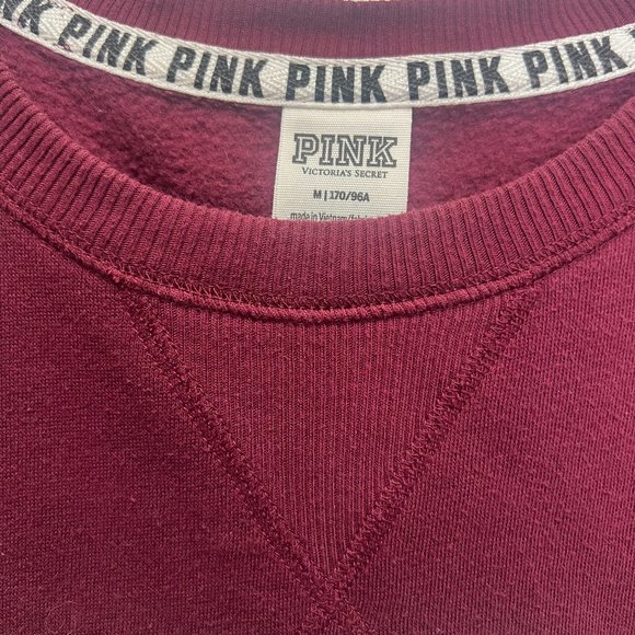 Victoria's Secret PINK Burgundy Cotton Crewneck - Picture 5 of 6